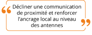 Illustration représentant la communication locale et le lien de proximité des antennes d’ADF38 avec les familles